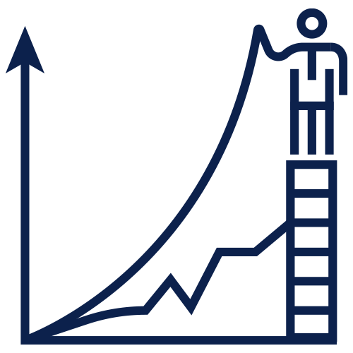 Chart with a rising arrow indicating success icon