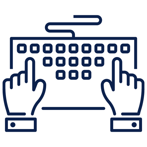 Keyboard with hands typing icon